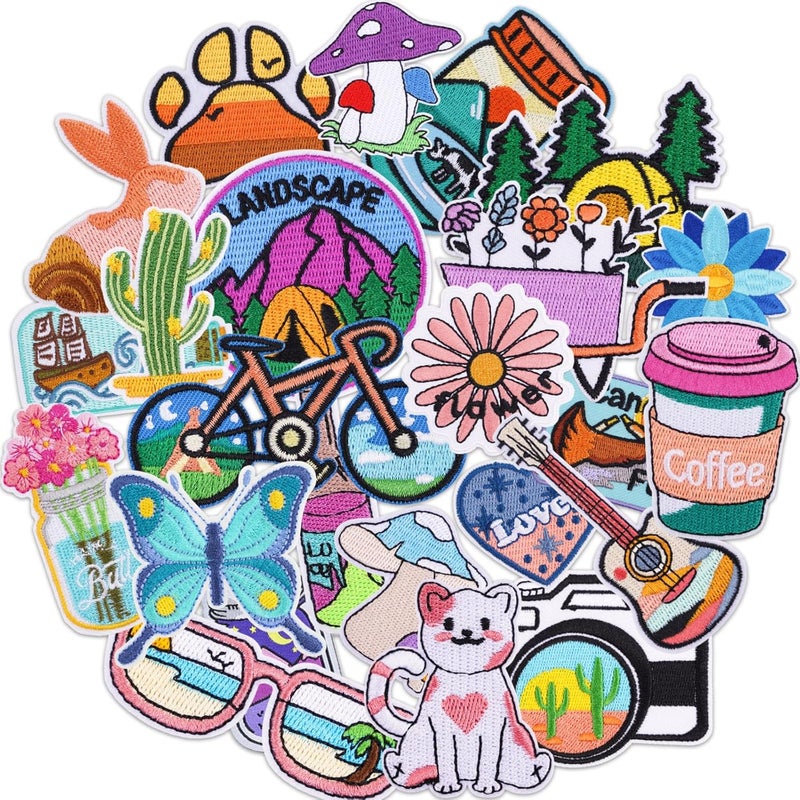 Solasocool Embroidered Iron on Patches Applique 25pcs Vintage Sew on Patch for Clothes Hats Backpacks Fabric Cute Embroidery Patches for Clothing Jeans Jackets DIY Accessories - Image 1
